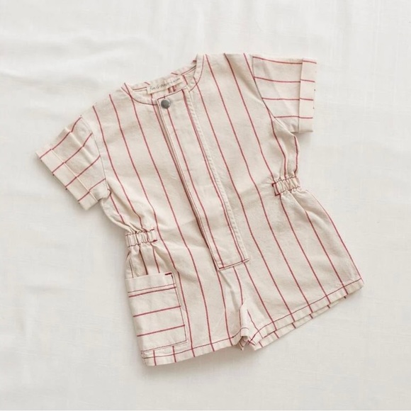 fin & vince Other - NWT Fin & Vince Short Painter Jumpsuit - Red Stripes